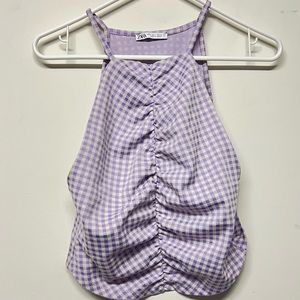 Zara checkered purple tank top large